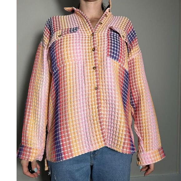 BDG Stanley Waffle Knit Oversized Shirt Jacket Size XS - Picture 3 of 8